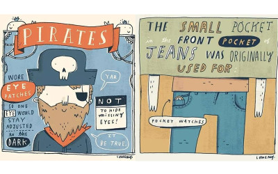 12張可愛插畫內藏《日常冷知識》，原來海盜戴眼罩不是為了裝帥