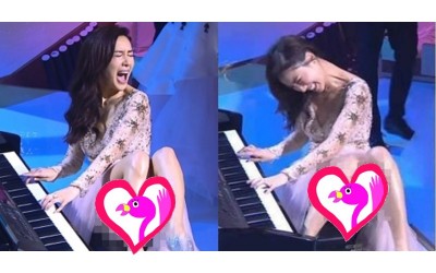 香港的女星這樣表演好敬業  抬腿彈鋼琴「一片肉色」露出  這才叫藝人阿～（圖+影）